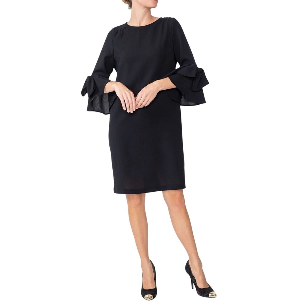 IC Collection Black Bow Sleeve Black Classic Dress Size XS
